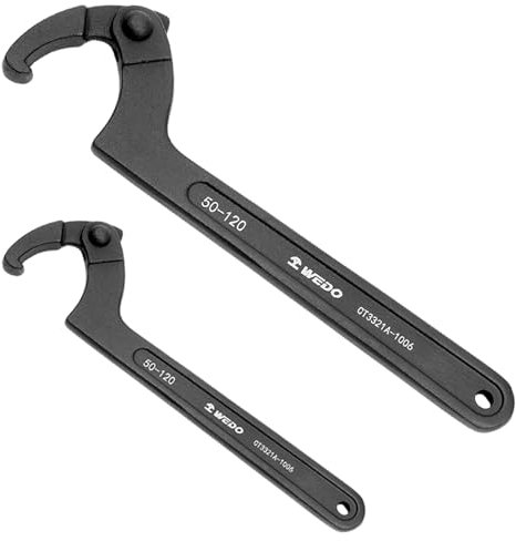 Wedo 2 Piezas Juego de Llave de Gancho Ajustable 19 a 50mm y 50 a 120mm,40CRV,Llave de Amortiguador para Moto,Alta Resistencia, Resistencia al Desgaste, Pulverización Negra en Superficie