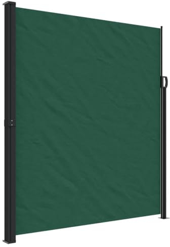 vidaXL Seitenmarkise, Sichtschutz Ausziehbar, Windschutz Sonnenschutz für Garten Balkon Terrasse, Seitenrollo Seitenwandmarkise, Dunkelgrün 220x300cm