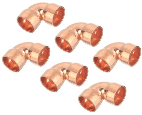 QUARKZMAN 6 Pezzi 16mm 90 Gradi Raccordi per Tubo Tubazioni in Rame a Gomito Corto con Connessione a Saldatura Sudore per Impianti Idraulici, 29x29mm