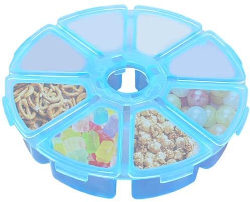 8 Grids Clear Storage Containers Round Plastic Organizer Box Each Compartment has a Separate Lid Suitable for Storing Jewellery Crafts Fishing Tackle Pills Snacks Beads Bolts and Nuts (Blue)