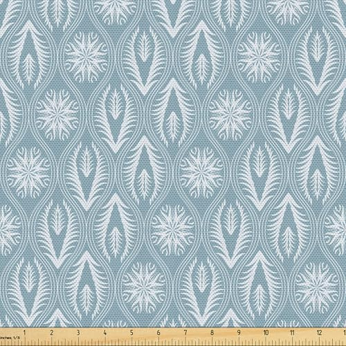 ABAKUHAUS Abstrakt Gewebe als Meterware, Japanische Blumenmuster, Dicht Gewebter Stoff zum Nähen Polster Wohnaccessoires, 3M (148x300cm),Blasser Teal