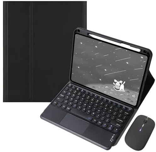 HLTOOP Tastatur Hülle für Redmi Pad Pro 12.1 2024 mit Stifthalter, Abnehmbarer Kabelloser Tastatur Mit Touchpad, Tablet-Maus,Black1