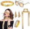 60er Jahre Outfit Damen, Rave Outfit, Rave Outfit Damen, 70er Jahre Outfit Damen Disco Pailletten-Stirnband, Sonnenbrille, Halskette, Ohrringe, Schal, Armband-Set