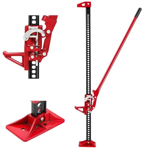 Warmiehomy Farm Jack 3 Tonne High Lift Jack 48 Utility Farm Jack Heavy Duty for Tractors Trucks Bumper Lift Jack 1m Max Lift Height, Strength Ratchet Farm Jack for Agricultural Use, Red