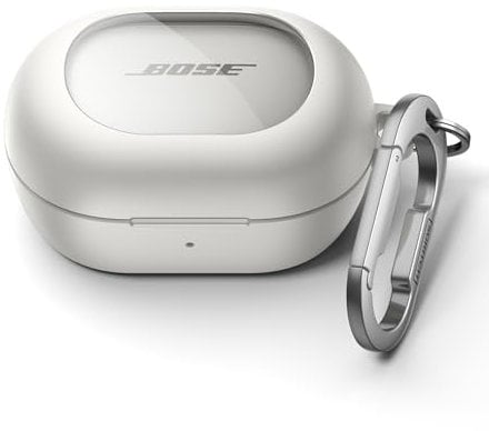 SURITCH Magnetic Case Compatible with Bose New QuietComfort Earbuds (2024),Rugged Bumper Shockproof Protective Headphone Cover with Secure Lock & Cleaning Kit & Carabiner Keyring(White)