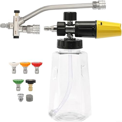 Springwillfly Pressure Washer Soap Dispenser with Double Spray Lance 1/4 Inch Quick Connector Multiple Nozzle Tips