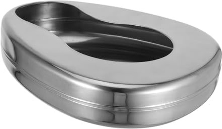 Bettpfanne aus Edelstahl, Silber, Glatte Oberfläche, Verschütten