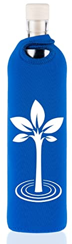 FLASKA | Botella de agua cristal programado | 500 ml | Arbol de la Vida | Estructura el agua | Funda de neopreno | Bebidas Frías y Calientes | sin BPA | Ecológica | Deporte, Oficina, Yoga