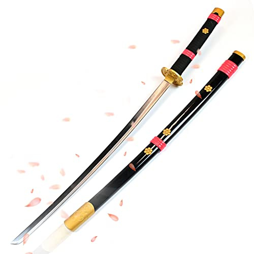 One Piece Katana Replik Scheide – Stahlversion | Stahlklinge, Metall-Tsuba, Holzgriff | Sammlerstück & Wanddeko für One Piece Fans & Anime-Sammler