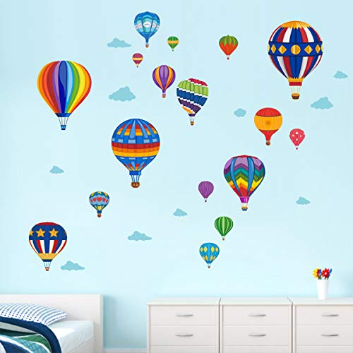 Runtoo Wandtattoo Heißluftballons Wandsticker Bunt Wandaufkleber Wanddeko für Wohnzimmer Schlafzimmer Kinderzimmer