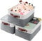 Mangata Woven Fabric Storage Boxes Set of 3, Canvas Storage Organizer for Clothes, Toys, Shelves, Cold Grey&White (Medium, 3Pack)