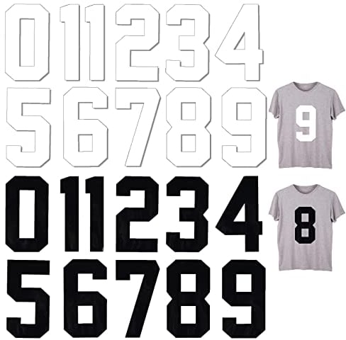 ASTER 22 Stück 0 bis 9 Wärmeübertragung Nummern, 8 Zoll Zahlen zum Aufbügeln für Trikots Basketball, 0-9 Bügelbilder Nummer Patches für Teamkleidung Sport T-Shirt Fußball Baseball