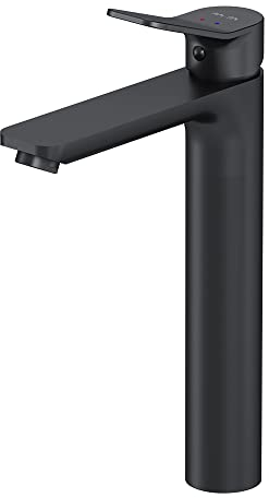 AM.PM Einhebel-Waschtischarmatur Hoch, kratzfester Wasserhahn, Waschbeckenarmatur, Auslaufhöhe 231mm, für Aufsatzwaschtisch geeignet, Schwarz matt (X-Joy FXA92022-Neu)