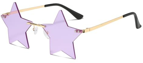 Lunettes de soleil tendance en forme d'étoile sans monture - Lunettes de soleil à motif pentagramme - Pour homme et femme