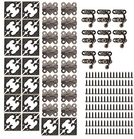 Ferramenta Per Scatole, Ferramenta Per Portagioielli, Cerniere Antiche Per Piccole Scatole, Gancio di Chiusura Antico, Ferramenta Per Scatole Chiusure con Fibbia Retrò in Ferro Cerniere Protezioni Ang