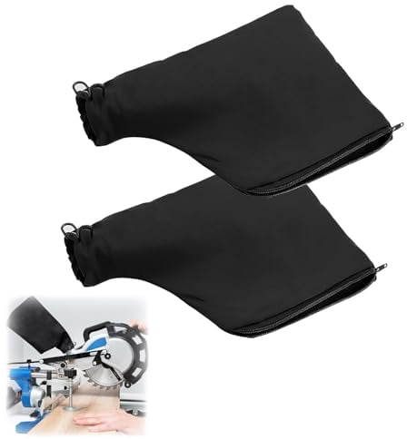 Planer Dust Bag, Mitre Saw Dust Bag 2 PCS Saw Dust Dust Bag with Zipper and Wire Rack Makes It Easy to Dispose of Dust Inside Dust Bag for Miter Saw Fits Model 255 Miter Saw Accessories (Black)