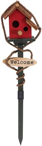 Casetta per uccellini per esterni con palo,Casetta per uccelli in legno alta 27,6 pollici,Supporto per casetta per uccelli,Palo da giardino decorativo per casetta per uccelli per prato Cortile Casetta