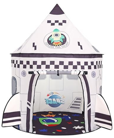 Raketen Kinderzelt für Drinnen Astronauten Raumschiff Spielzelt Kinder Spielhaus Pop Up Zelt Kinderhaus Junge Mädchen Faltbar Kinderspielhaus Garten Camping Kinderzimmer Spielzeug Tent