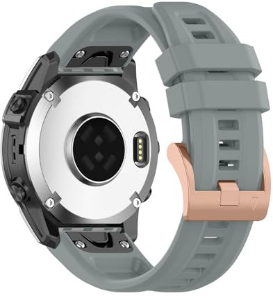 RosMank 20mm Quickfit Bracelet pour Garmin Fenix 8 43mm/7S Pro/7S/6S Pro/6S/5S, Bracelet de Remplacement en Silicone pour Approach S70 42mm/Instinct 2S/Descent Mk3S, Gris