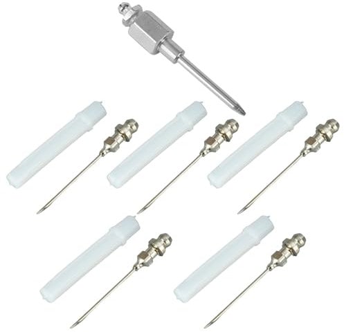 Buaak 6pcs Needle Grease Gun Fitting - Grease Needle Kit, Grease Gun Hardware Tools, Maintenance Tools. Includes 5 sets of Fine Needle Tips and one Thick Needle Tip for Cars, Boats, and Trucks.