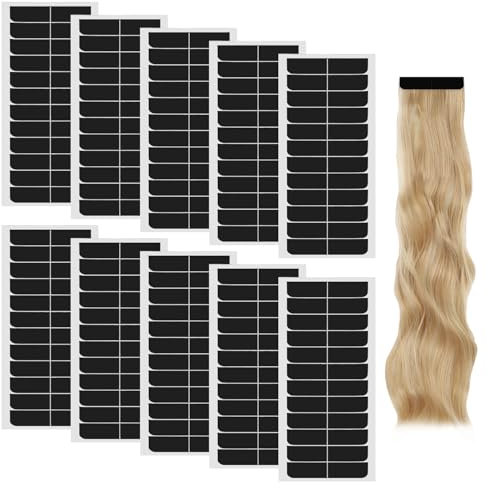 10 fogli di nastri per extension per capelli, nastri biadesivi per extension per capelli, parrucche, nastri adesivi per extension per capelli, strumenti di bellezza (nero)