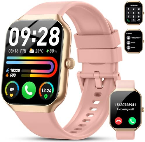 Smartwatch Damen Herren, 2025 HD 1,96 Fitnessuhr Smart Watch mit Telefonfunktion, 115+ Sportmodi Schrittzähler Armbanduhr, Herzfrequenz SpO2 Schlafmonitor, IP68 Wasserdicht Sportuhr für Android iOS