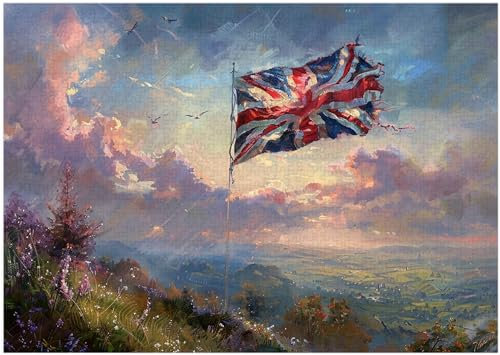 The Flying Flag Of The United Kingdom Jigsaw Puzzle 1000 Piece Funny Puzzles Challenging Brain Exercise, For Puzzle Lovers Gift