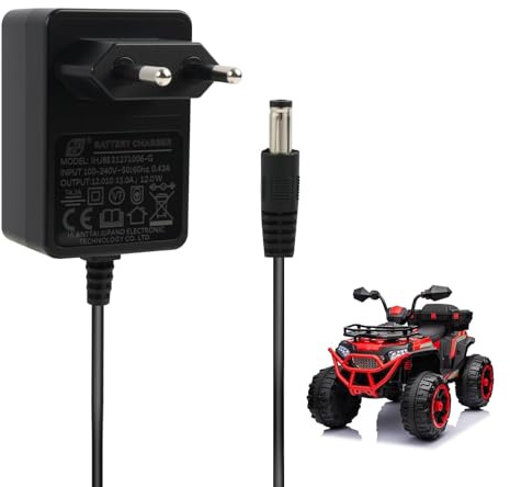 12V Caricabatterie Per Auto Elettriche, 12V 1A, Compatibile Con Giocattoli Elettrici, Moto, SUV, ATV - Caricatore Con Display, Alimentatore 12v Motocicletta Elettrica