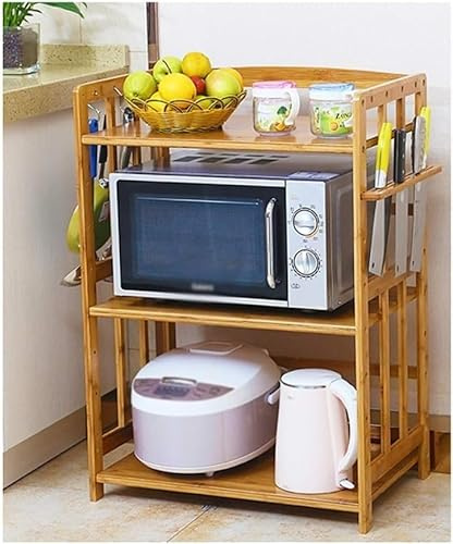 Bambus-Mikrowellen-Regal, 70 cm, multifunktionaler Küchenständer für Mikrowelle und Gewürznizer, platzsparendes Design und stilvoll