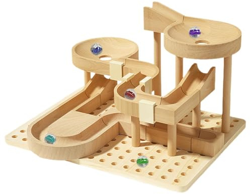 lopituwe Murmelbahn Spielzeug Puzzle zum Zusammenbauen, Lernspielzeug, kreatives DIY Bauset zur Förderung der Beobachtungsgabe, DIY Holz Murmelbahn Puzzle, Spielzeug, Bastelbedarf