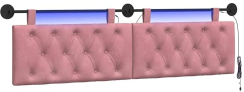 vidaXL Hängendes Kopfteil Mit LED Licht Rosa Samt, Modernes Schlafzimmer, Wandkopfteil, aus Samt, Platzsparend, dekorative Rückenlehne, weich anzufassen