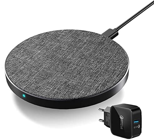 Wefunix 15W Chargeur sans Fil, [Adaptateur QC 3.0 Inclus] Chargeur Induction Rapide Compatible avec iPhone 16 15 14 13 12 11 XS XR SE X Samsung Galaxy Z Flip S25 S24 S23 S22 S21 S20 Note 20/10 Huawei