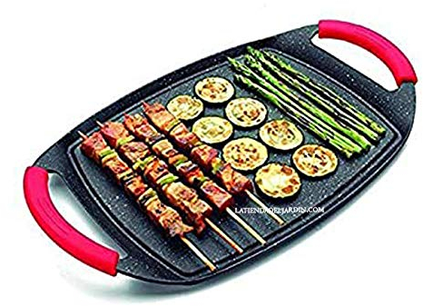 Suinga - PLANCHA DE ASAR CON REVESTIMIENTO DE PIEDRA 47CM APTA PARA TODO TIPO DE COCINAS: INDUCCION, VITROCERAMICA, GAS, PLACA ELÉCTRICA, HALÓGENA.. PARRILLA GRILL ANTIADHERENTE