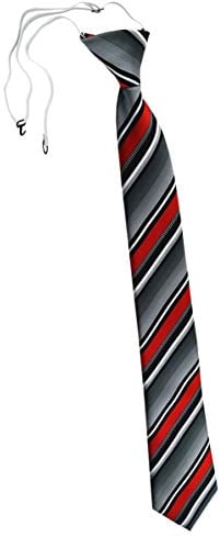 TigerTie Security Sicherheits Krawatte in rot silber grau weiss gestreift - vorgebunden mit Gummizug