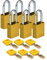 Brady SafeKey Vorhängeschloss Aluminium 6er-Pack - Lockout Schloss mit Schlüssel - Lockout Tagout Sicherheitsschloss für innen und außen - Bügelhöhe 38.10 mm - Verschiedenschließend - Gelb