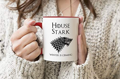 Winter is Coming House Stark Game of Thrones Red Handle Mug Coffee Tea Mug 312ml Cup