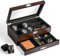 Sunix Uhrenbox aus Holz für Herren, Aufbewahrungsbox für Uhren, zweilagige Box mit Glasdeckel, luxuriöser Organizer für Brillen