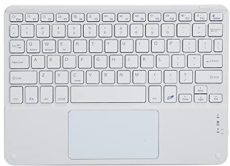 ciciglow Bluetooth Keyboard, 10 Inch Wireless, Portable, with Touchpad, for Game, Office, Home (white)