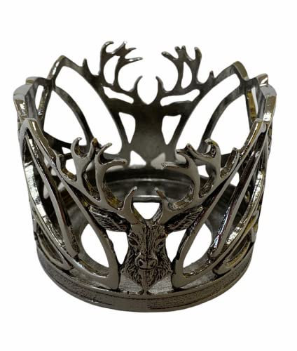 KWH Stunning Pewter Highland Stag & Scottish Thistle Wine Bottle Holder