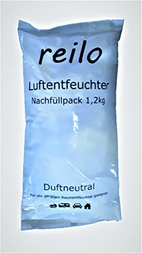 reilo 12x 1,2kg Luftentfeuchter Granulat (Calciumchlorid), Raumluftentfeuchter im Vliesbeutel, Nachfüllpacks für Entfeuchterboxen ab 1,2kg, Lufttrockner für Wohnräume, Schlafzimmer, Keller