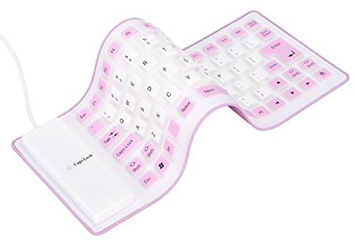 Annadue Clavier en Silicone Pliable, USB Filaire 85 Touches Clavier Enroulable Clavier Flexible Portable étanche pour Ordinateur Portable PC Portable(Violet)