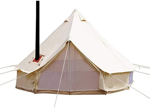 Sport Tent wasserdichte Campingzelt Familienzelt Baumwolle Tipi Zelt mit Herdheber/Lochrohrentlüftung Indiana Zelt 6M Bell Tent Teepee Pyramidenzelt,6M