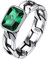 Bestyle Damenring Silber mit Smaragd 925 Sterling Silber Herren grüner Zirkon Fingerring Panzerkette Ring Hip Hop Schmuck Ringgröße 54
