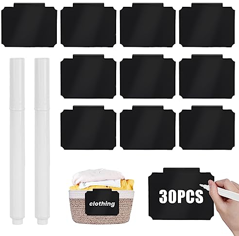 Abnehmbare Etikettenhalter, 30 Stück PVC Korb Etiketten Mit 2 Whiteboard-Stift, Wiederverwendbare Bin Clip Labels Für Körbe, Lagerkästen, Abfallbehälter