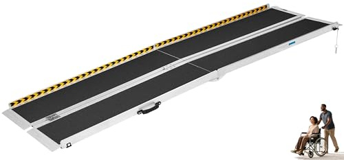 8FT Portable Wheelchair Ramp, Aluminum, 28in Wide, Black