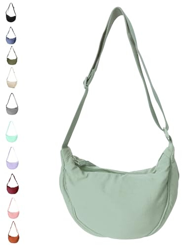 JENCVNL Damen Halbmond Tasche Nylon Crossbody Bag Damen Crossbody Moon Bag Crossbody Bag Halbmond Schultertasche mit verstellbarer Schultergurt