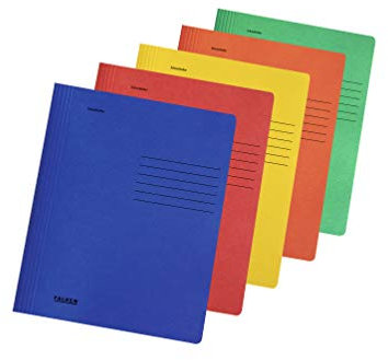 Original Falken 150er Pack Schnellhefter Intensivfarben. Made in Germany. Gebrauchsfertig gefaltete Hefter aus Recycling-Karton, DIN A4 kaufmännische und Behördenheftung farbig sortiert Blauer Engel