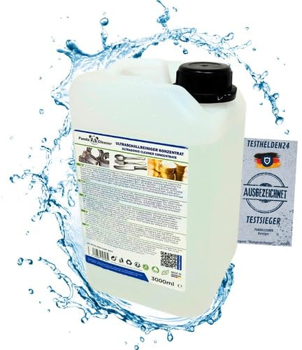 PandaCleaner Reinigungsflüssigkeit für Ultraschallreiniger - 3L Ultraschallreiniger Flüssigkeit für Brille, Vergaser, Silber, Münzen, Gold uvw. (3L Kanister)
