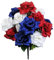 12pc Stems Artificial Veined Satin Rose Flowers Bush Red/White/Blue Hydrangea (Blue, One Size)
