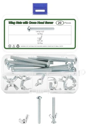 sourcing map 10 Set Screw Bolts Kit with Wing Nut, Carbon Steel 1/4-20 Hand Tighten Wing Nuts with 1/4x2-1/2 Cross Head Screw for Machinery Electronic Equipment, White